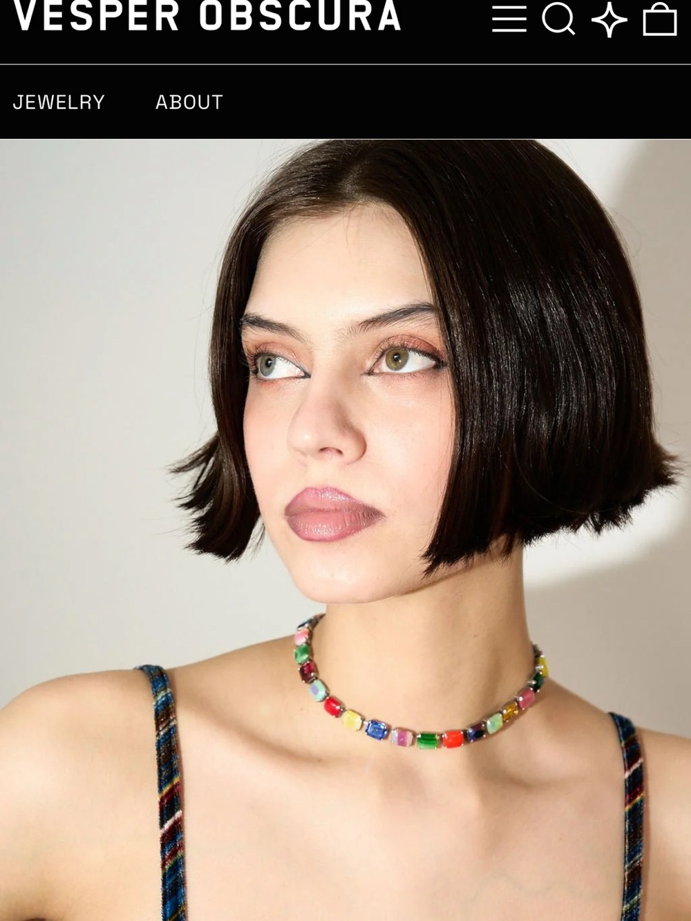 LAYERING CHOKER IN AURORA BAGUETTE (SILVER)